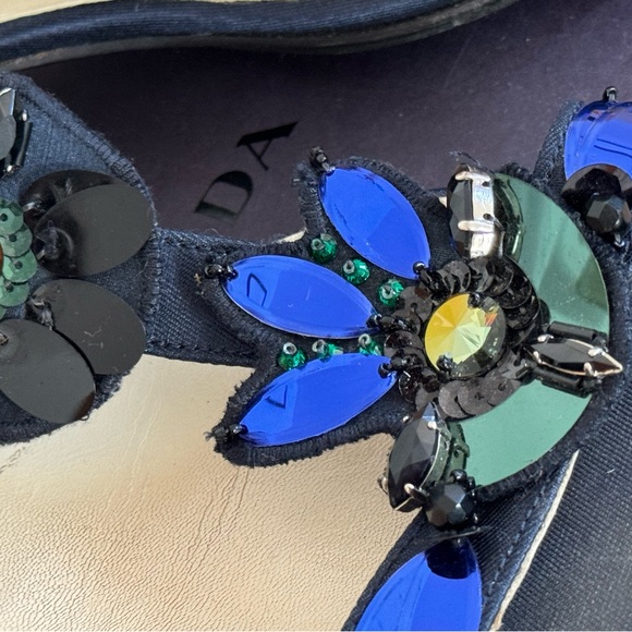 Prada sparkle sequin Italian sandals dark satin riviera 60’s retro - Picture 4 of 6